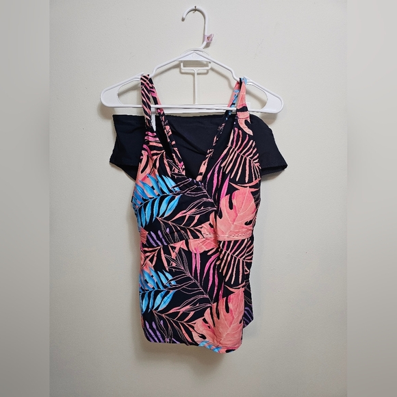 NEW 2X Cupshe two piece tankini bathing suit scoop neck criss cross tie back - Picture 1 of 5